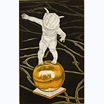 Knabenfigur auf einer goldenen Kugel