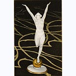 Frauenfigur auf einer goldenen Kugel