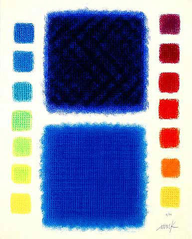 zwei blaue Farbflächen ungegenständlich