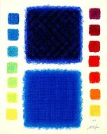 zwei blaue Farbflächen ungegenständlich